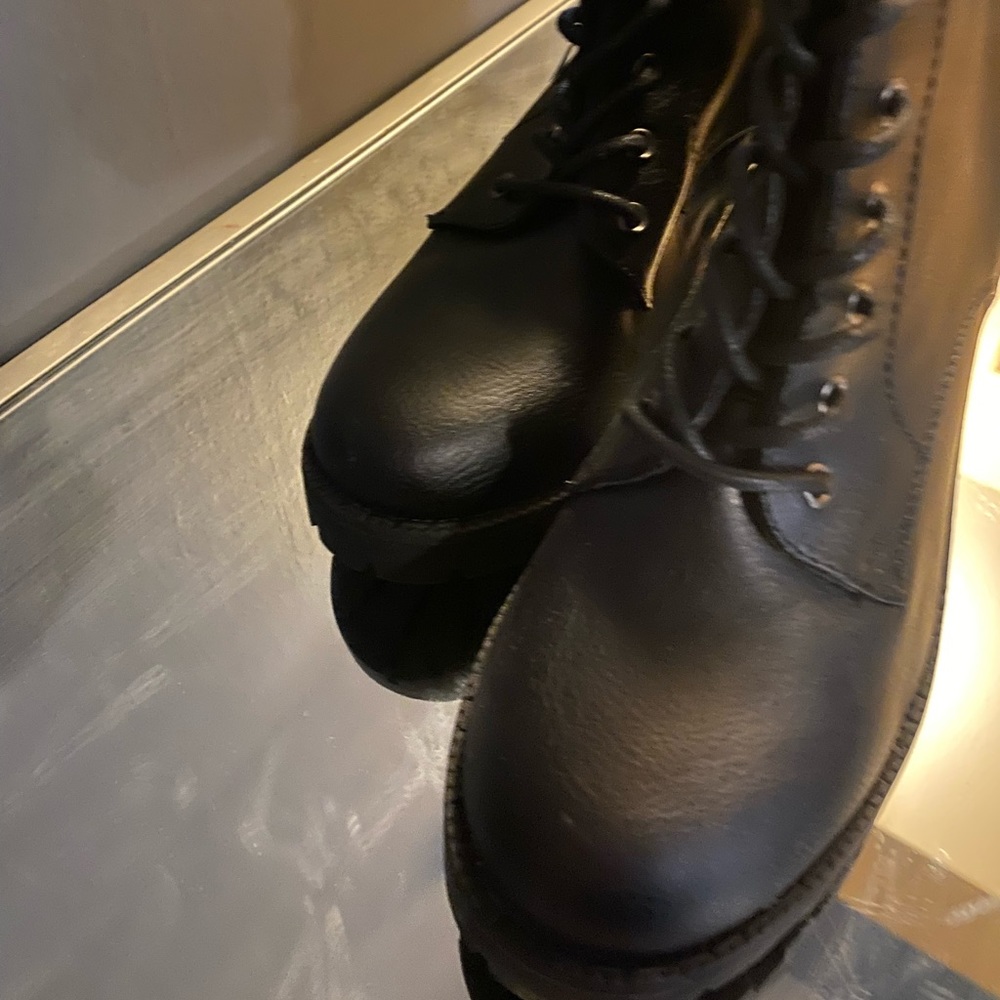 Black Combat style ankle boots